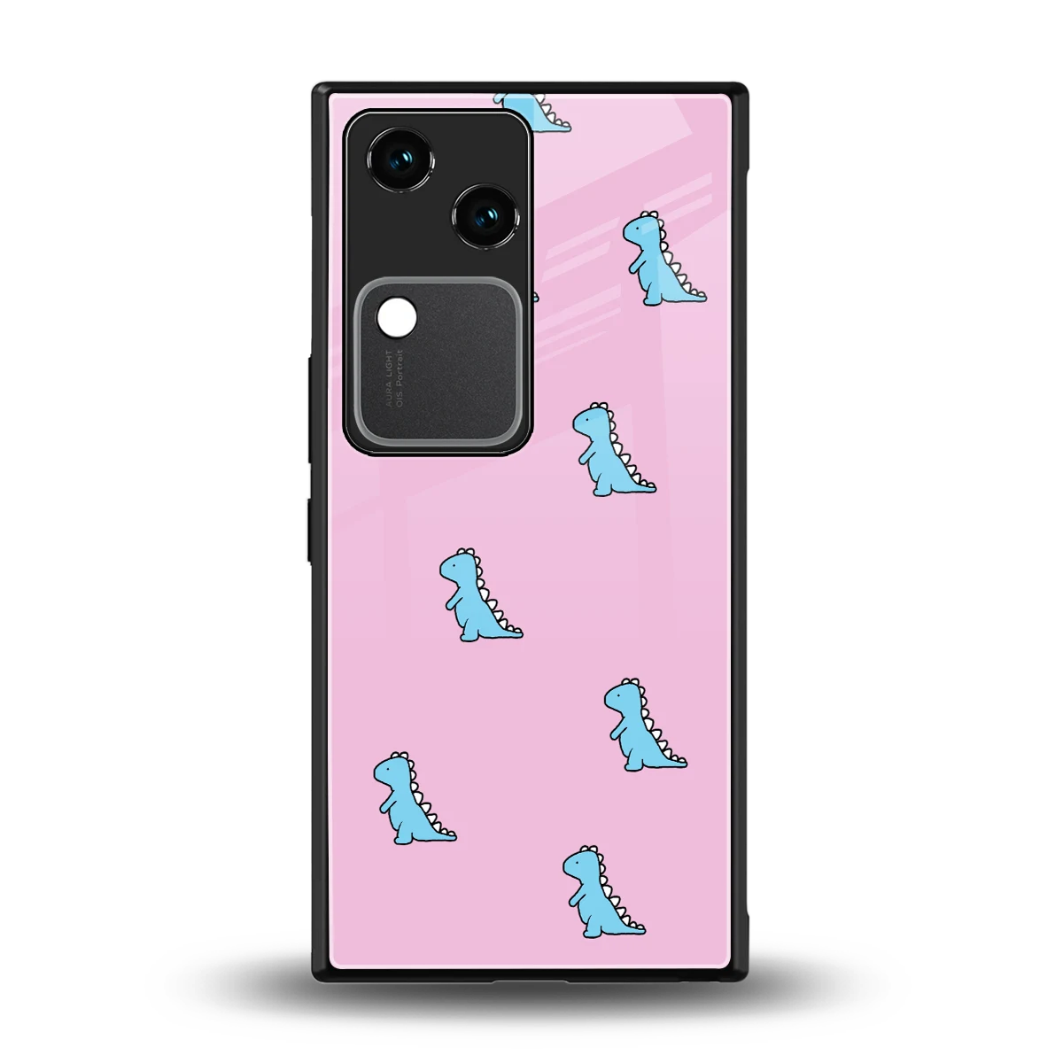 Dino Pink back phone cover | glass case for vivo v30