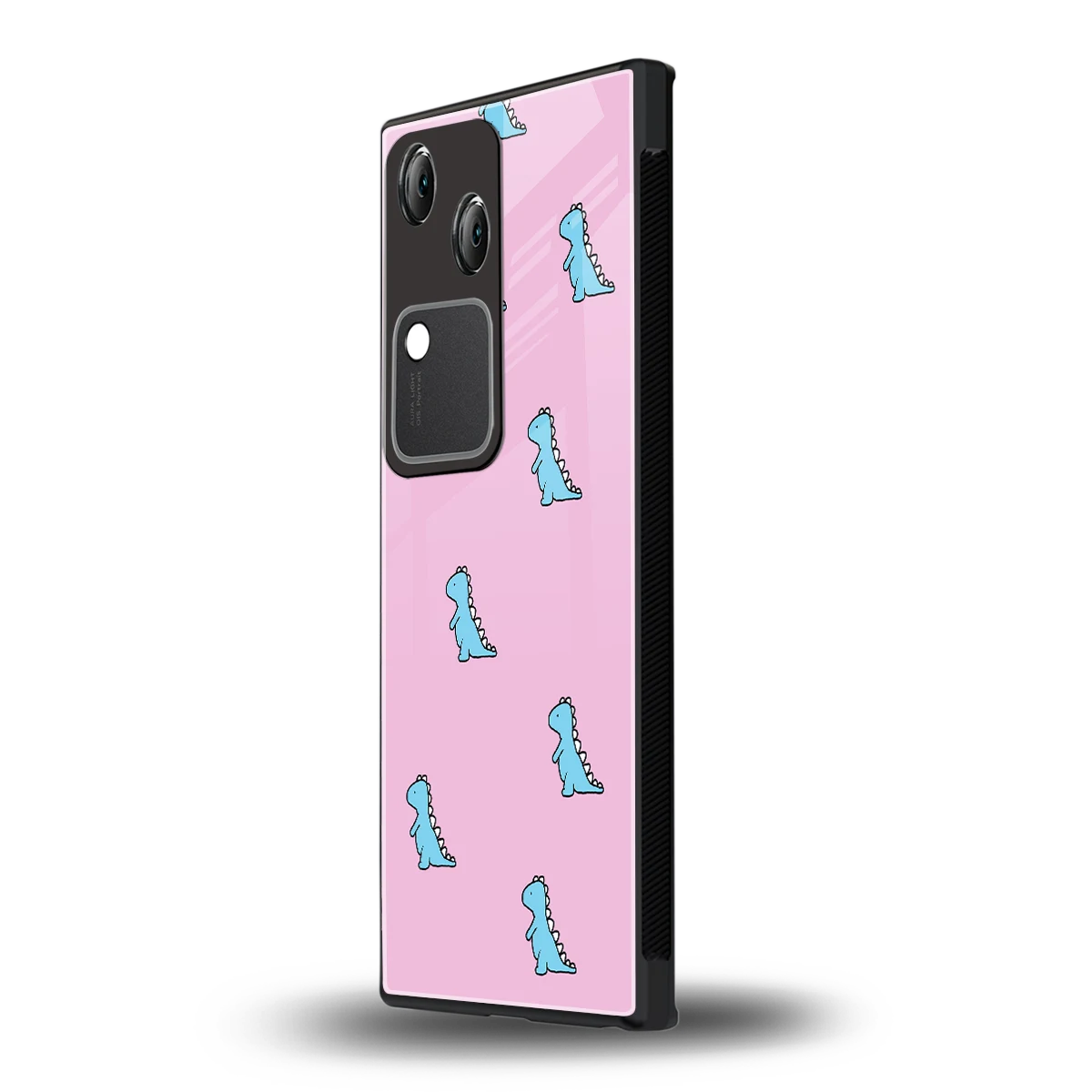 Dino Pink vivo v30 mobile cover | shockproof glass phone case