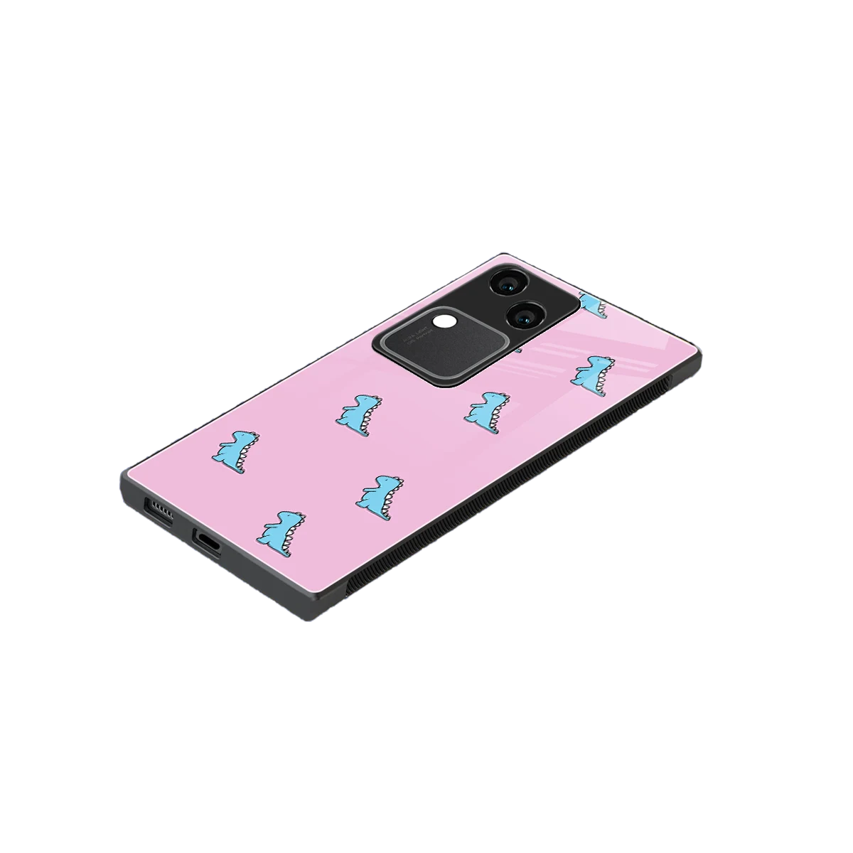 Dino Pink stylish phone case for vivo v30 | glossy glass and slim fit