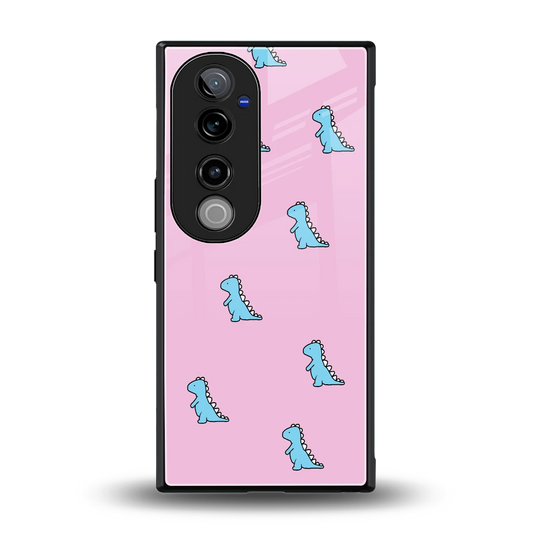 Dino Pink back phone cover | glass case for vivo v40 pro