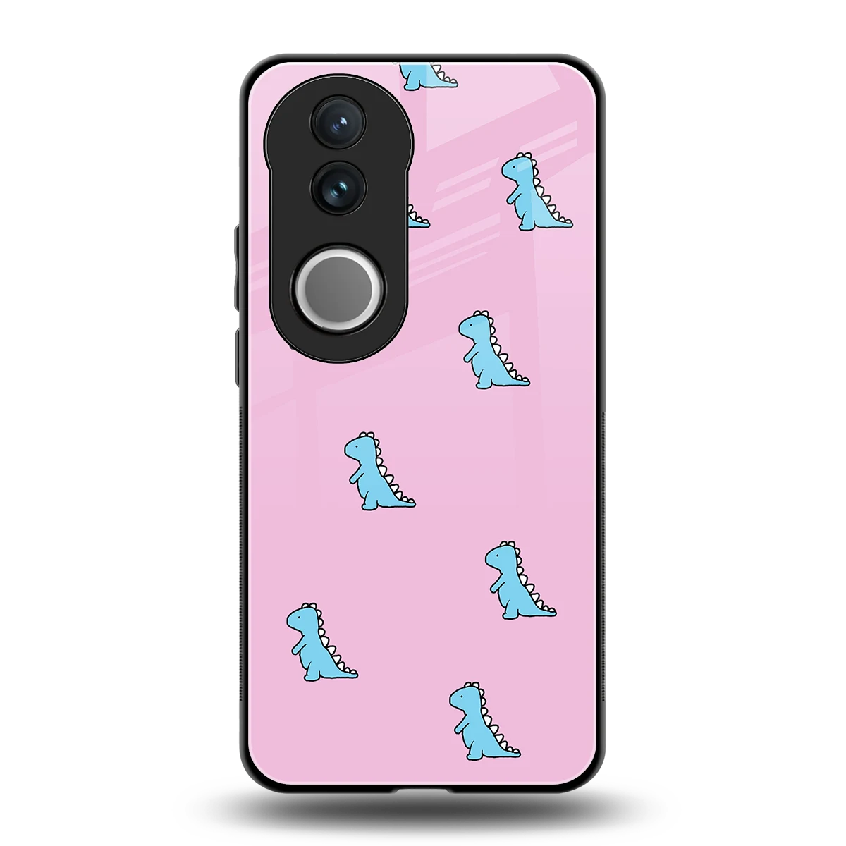 Dino Pink back phone cover | glass case for vivo v50