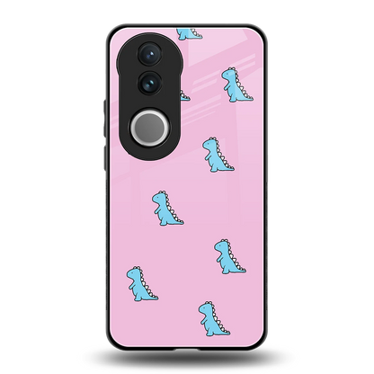 Dino Pink back phone cover | glass case for vivo v50