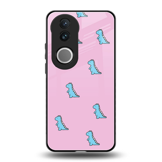 Dino Pink back phone cover | glass case for vivo v50