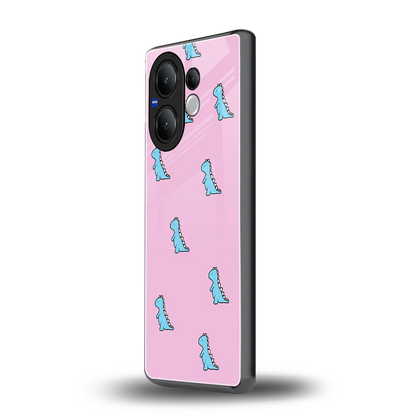 Dino Pink vivo v60 mobile cover | shockproof glass phone case