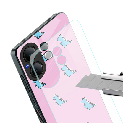 Dino Pink stylish phone case for vivo v60 | glossy glass and slim fit