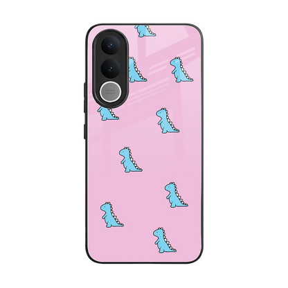 Dino Pink back phone cover | glass case for vivo v70 fe