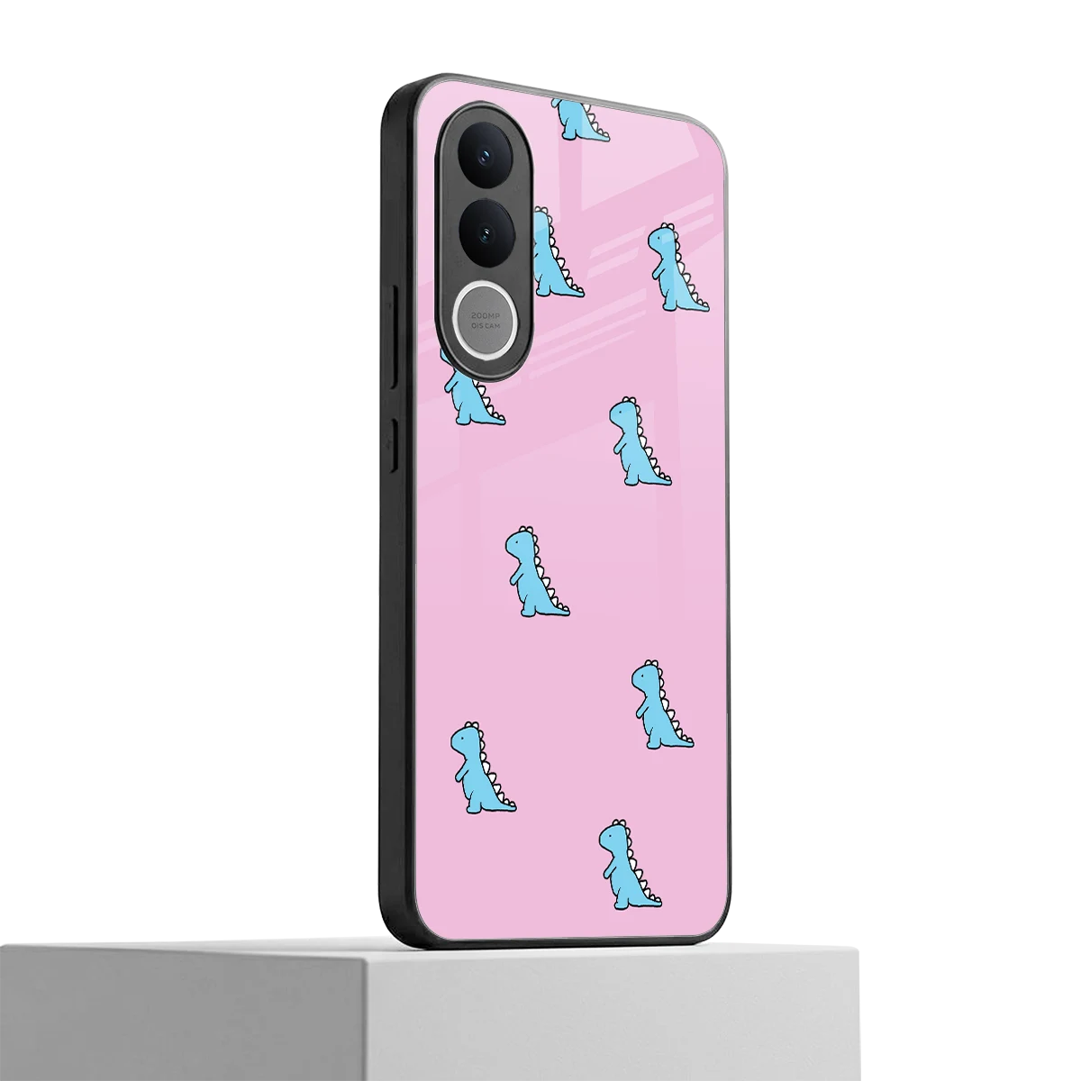 Dino Pink vivo v70 fe mobile cover | shockproof glass phone case