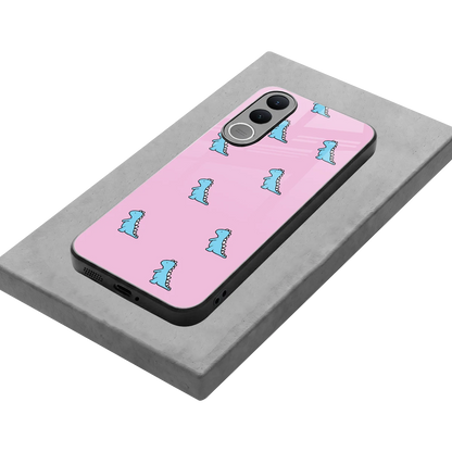 Dino Pink stylish phone case for vivo v70 fe | glossy glass and slim fit