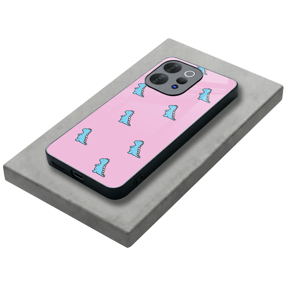 Dino Pink stylish phone case for vivo v70 elite | glossy glass and slim fit