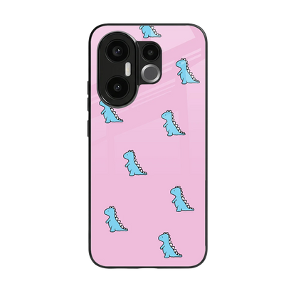 Dino Pink back phone cover | glass case for vivo x200 fe