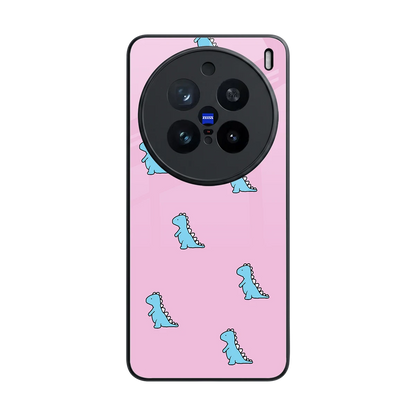 Dino Pink back phone cover | glass case for vivo x200 pro