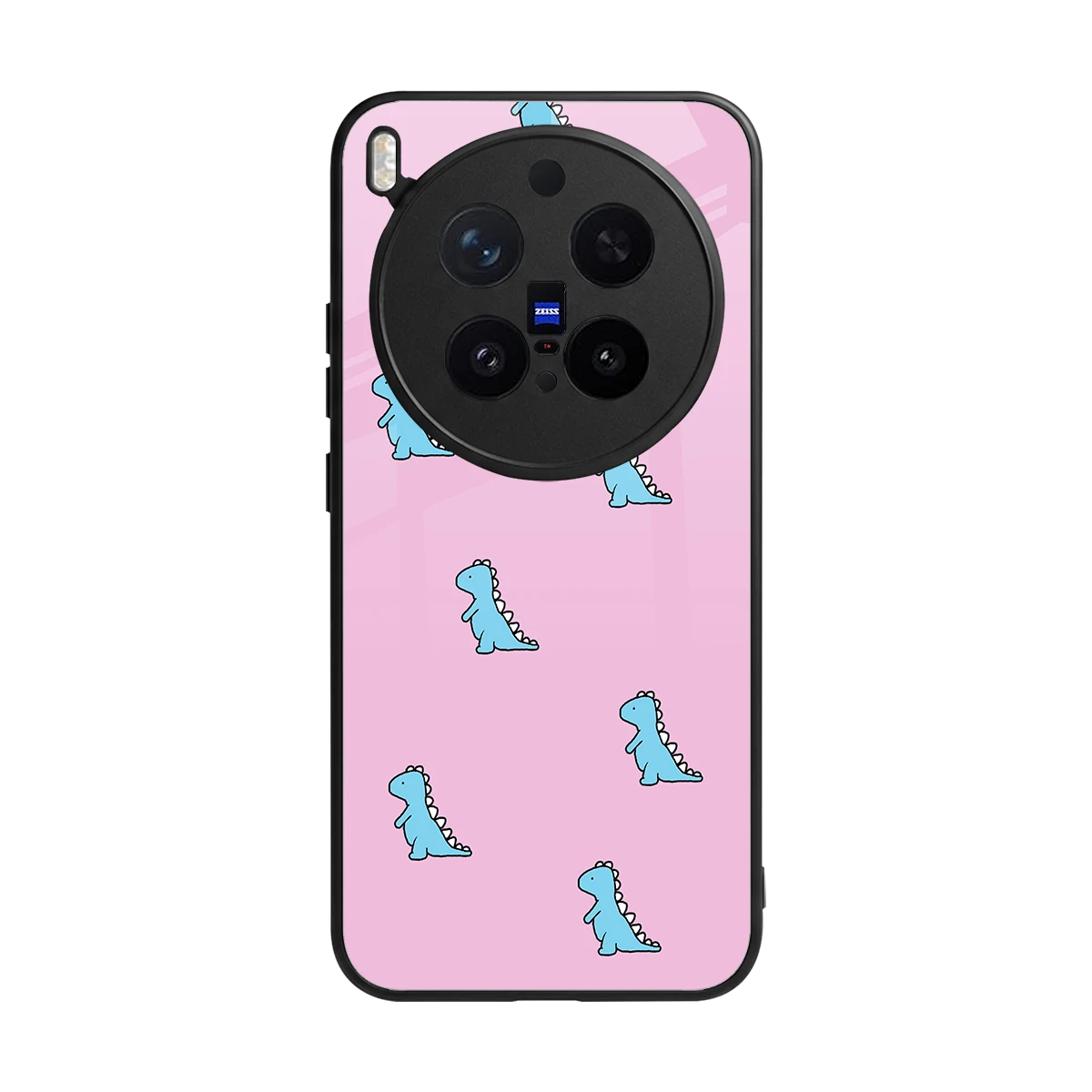 Dino Pink back phone cover | glass case for vivo x300 pro