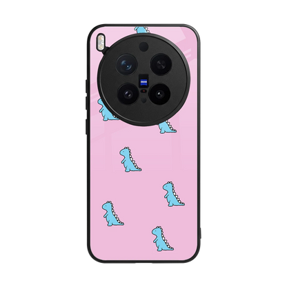 Dino Pink back phone cover | glass case for vivo x300 pro