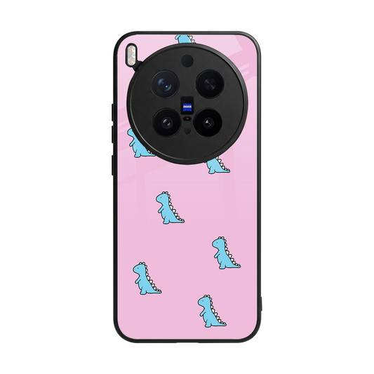 Dino Pink back phone cover | glass case for vivo x300 pro