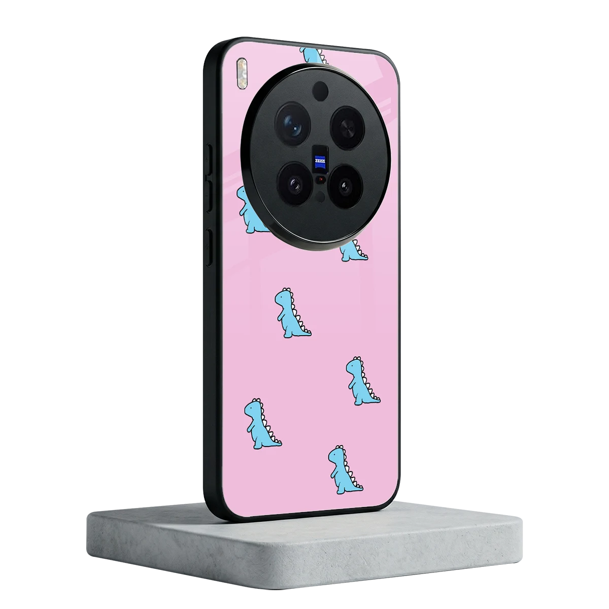 Dino Pink vivo x300 pro mobile cover | shockproof glass phone case