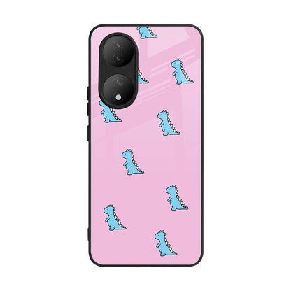 Dino Pink back phone cover | glass case for Vivo-y100