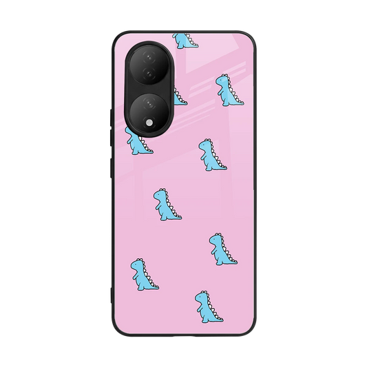 Dino Pink back phone cover | glass case for Vivo-y100