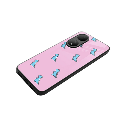 Dino Pink stylish phone case for Vivo-y100 | glossy glass and slim fit