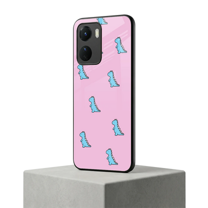 Dino Pink vivo y16 mobile cover | shockproof glass phone case