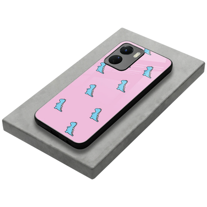 Dino Pink stylish phone case for vivo y16 | glossy glass and slim fit