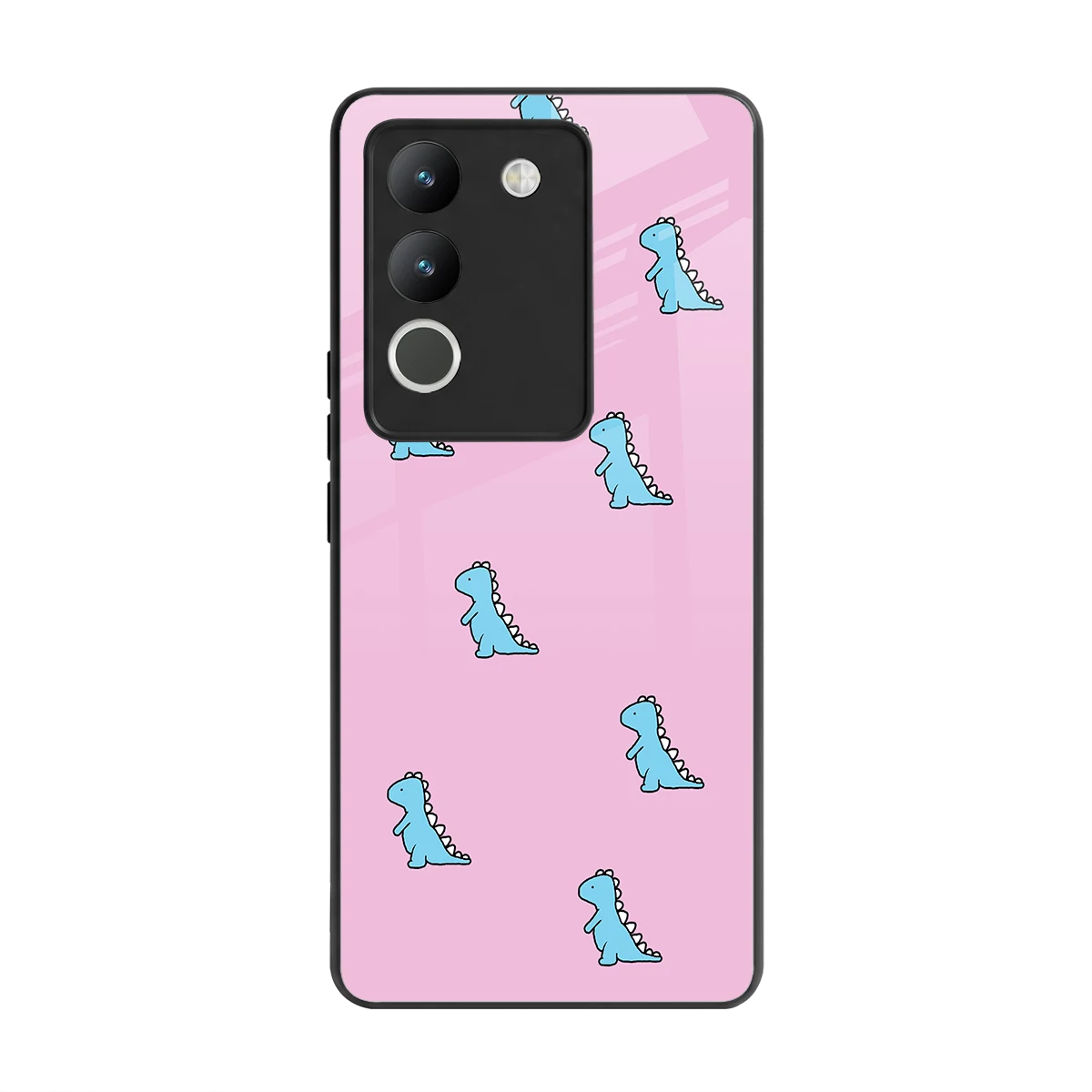 Dino Pink back phone cover | glass case for vivo y200 5g