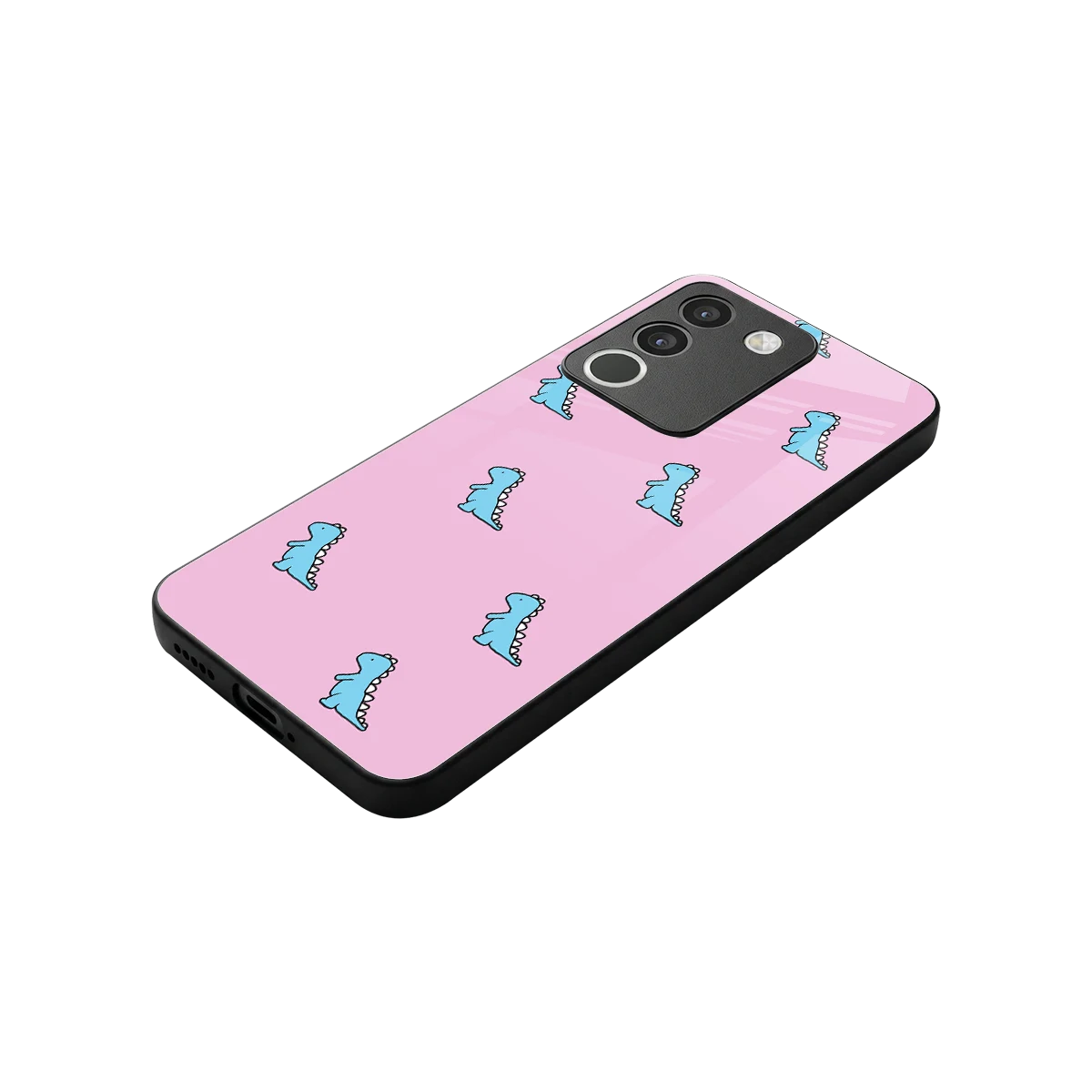 Dino Pink stylish phone case for vivo y200 5g | glossy glass and slim fit