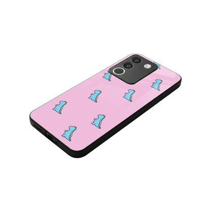 Dino Pink stylish phone case for vivo y200 5g | glossy glass and slim fit