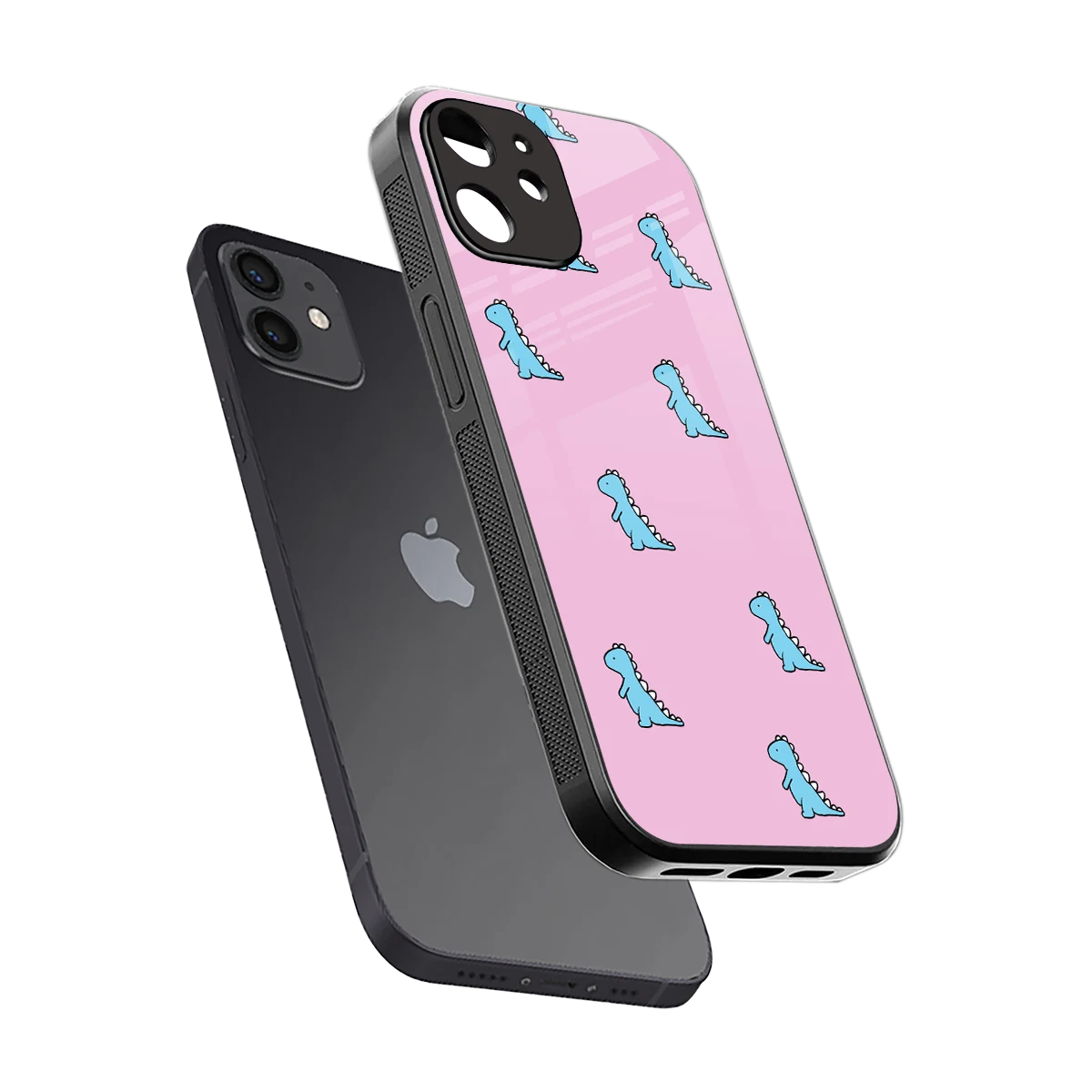Dino Pink sleek iphone 11 cover with tempered glass back and TPU edges