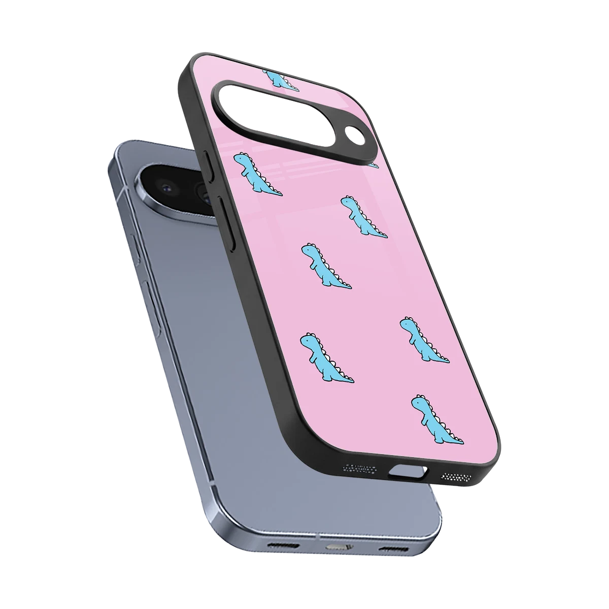 Dino Pink sleek google pixel 10 cover with tempered glass back and TPU edges