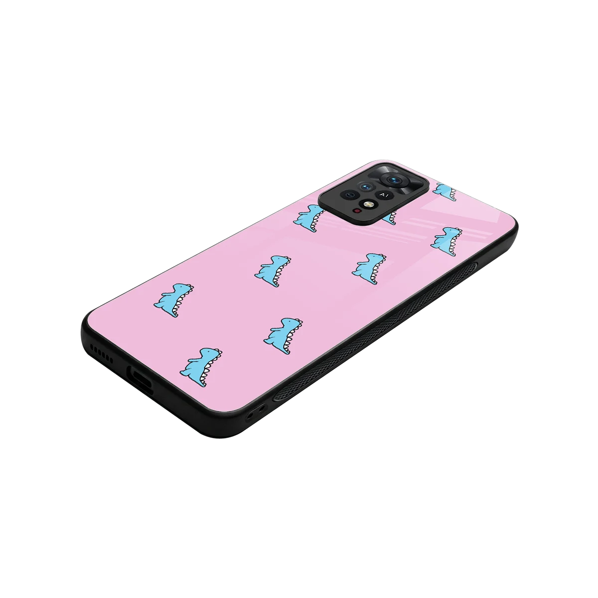 Dino Pink stylish phone case for redmi note 11 pro | glossy glass and slim fit
