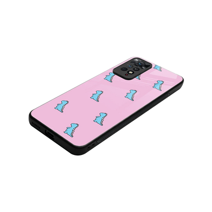 Dino Pink stylish phone case for redmi note 11 pro | glossy glass and slim fit