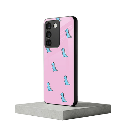 Dino Pink vivo y200 5g mobile cover | shockproof glass phone case