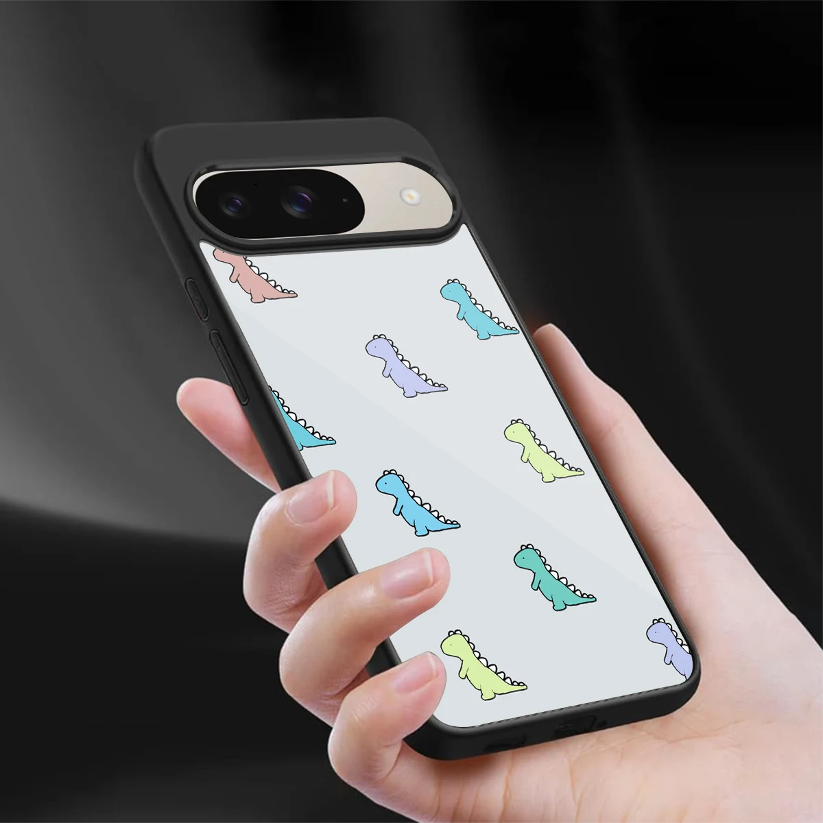 Dino sleek google pixel 9 cover with tempered glass back and TPU edges