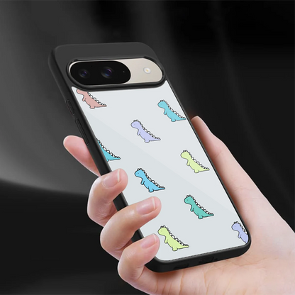 Dino sleek google pixel 9 cover with tempered glass back and TPU edges