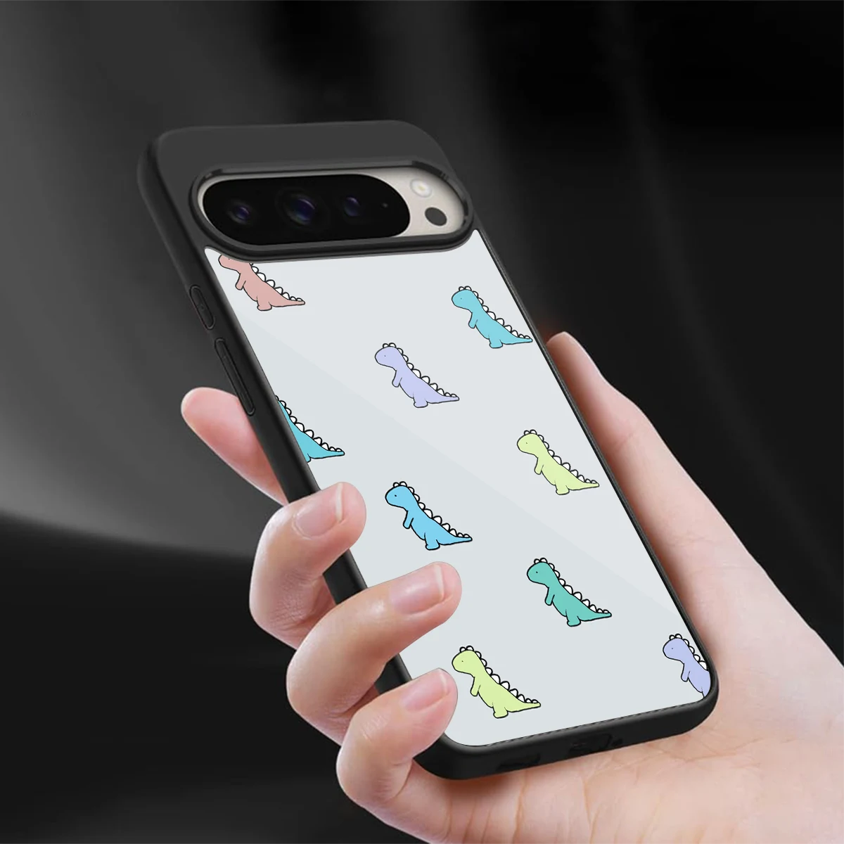 Dino sleek google pixel 9 pro cover with tempered glass back and TPU edges