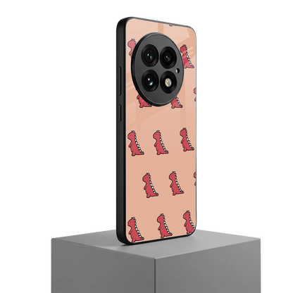 Dino Red oneplus 13 mobile cover | shockproof glass phone case