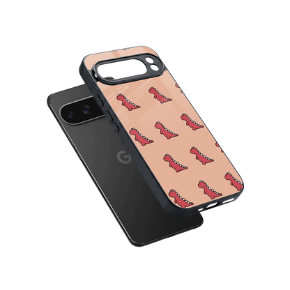 Dino Red sleek google pixel 10 pro xl cover with tempered glass back and TPU edges