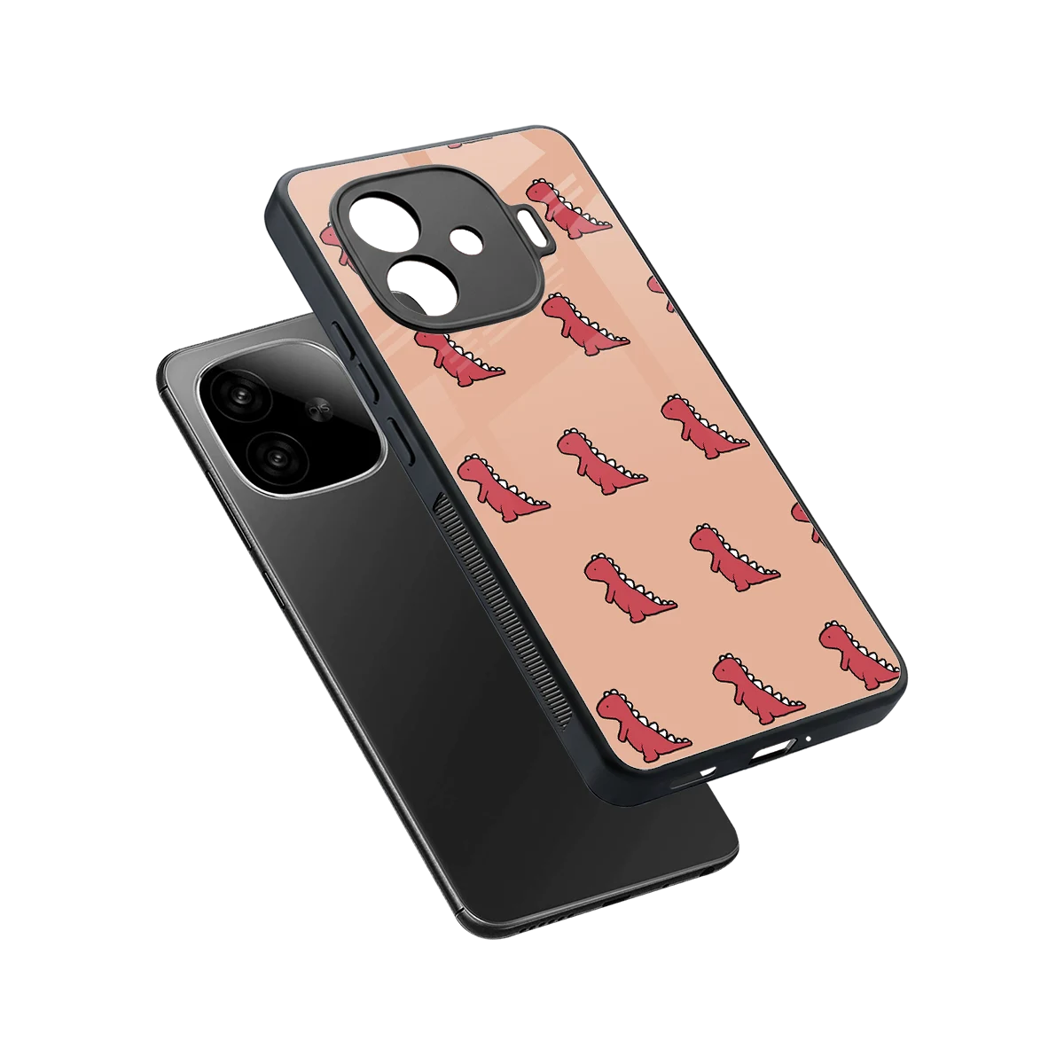 Dino Red sleek iqoo neo 10r 5g cover with tempered glass back and TPU edges