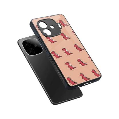 Dino Red sleek iqoo neo 10r 5g cover with tempered glass back and TPU edges