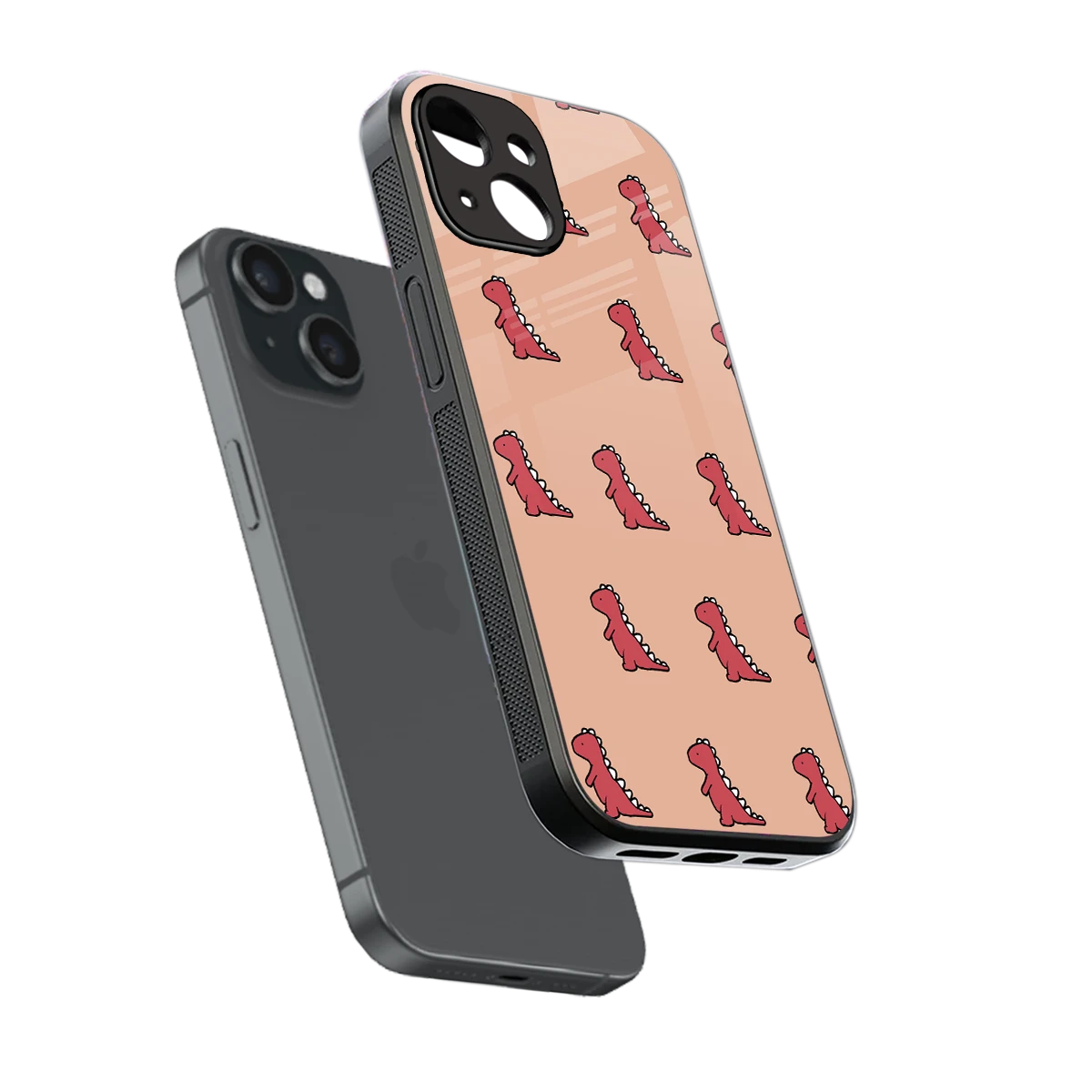 Dino Red sleek iphone 12 mini cover with tempered glass back and TPU edges
