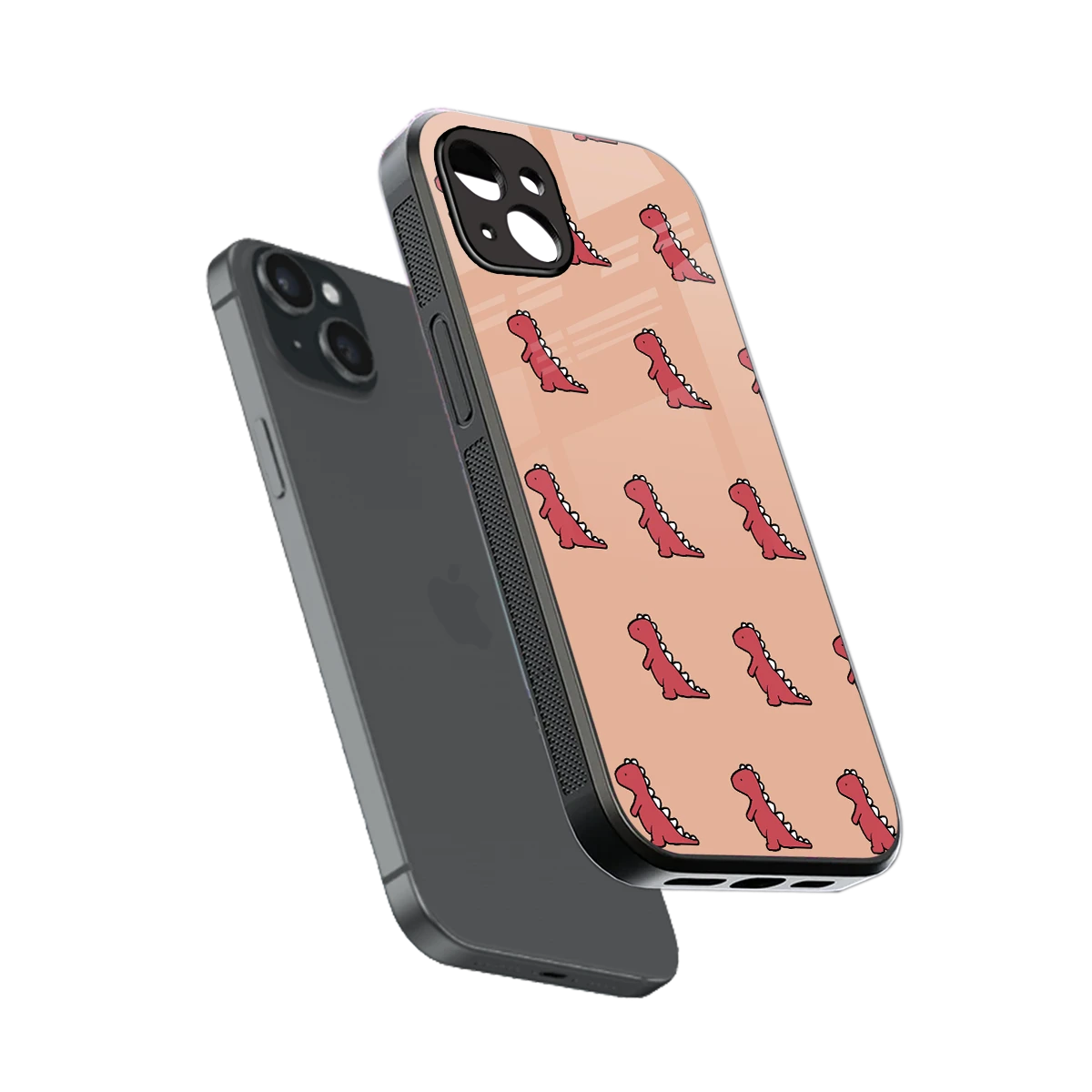 Dino Red sleek iphone 14 plus cover with tempered glass back and TPU edges
