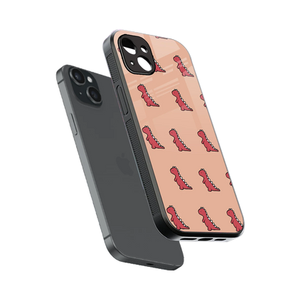 Dino Red sleek iphone 14 plus cover with tempered glass back and TPU edges