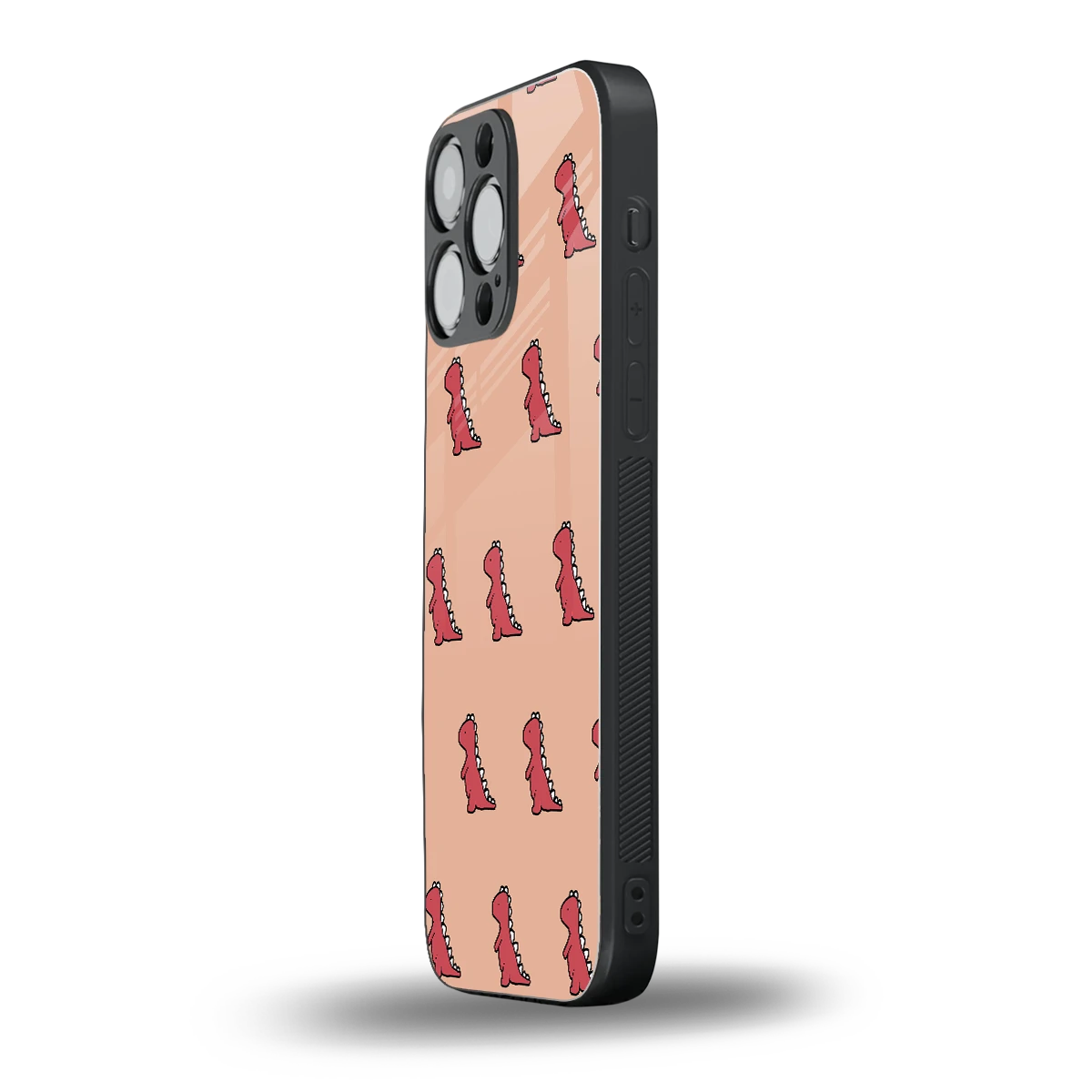 Dino Red iphone 15 pro max mobile cover | shockproof glass phone case