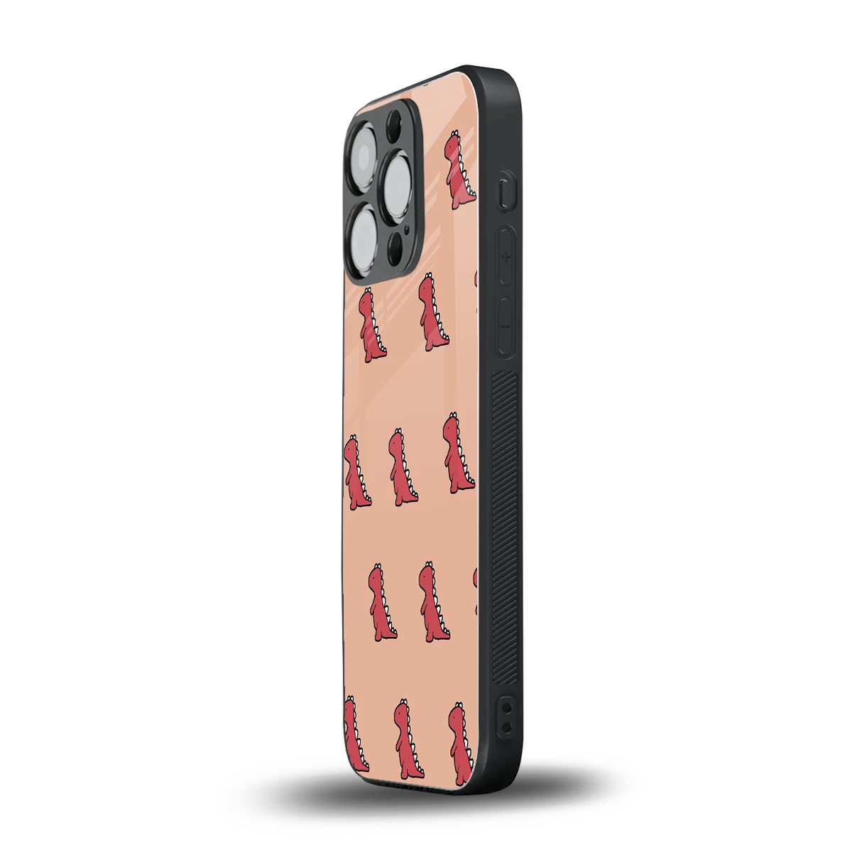 Dino Red iphone 15 pro mobile cover | shockproof glass phone case
