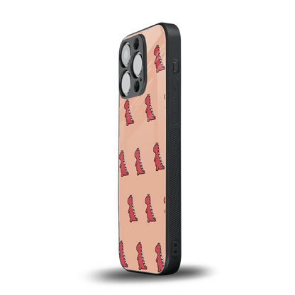 Dino Red iphone 15 pro mobile cover | shockproof glass phone case