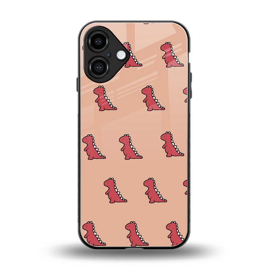 Dino Red back phone cover | glass case for iphone 16 plus