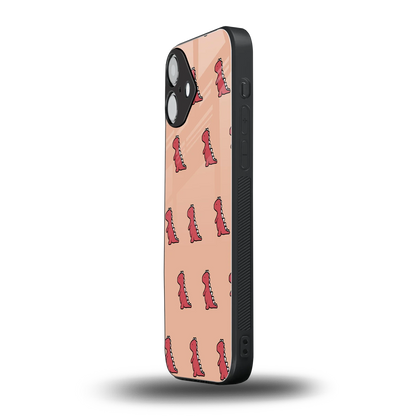 Dino Red iphone 16 plus mobile cover | shockproof glass phone case