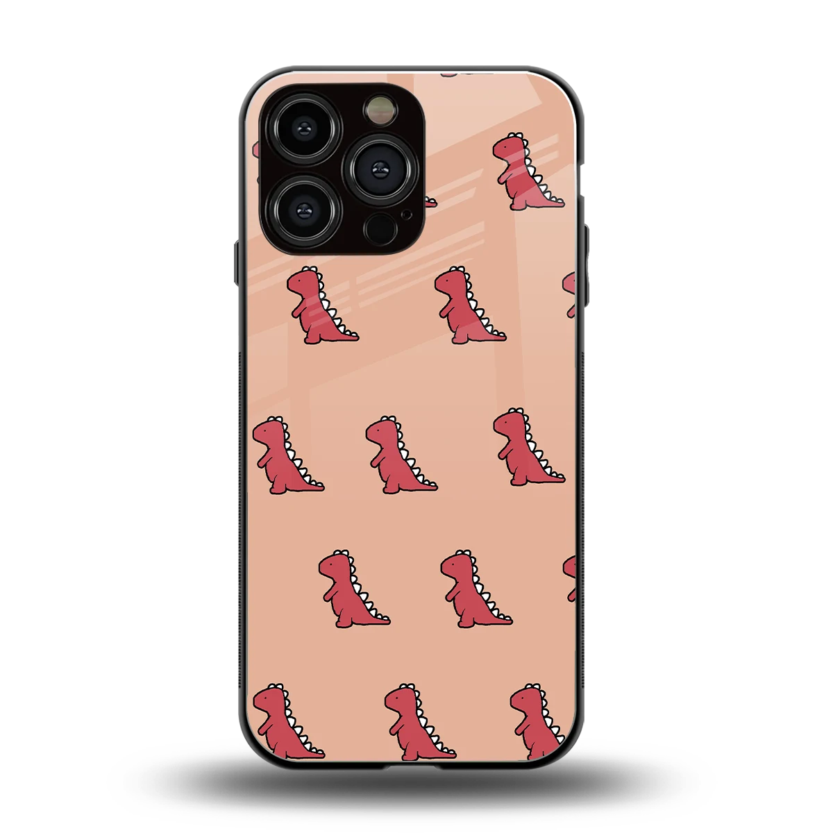 Dino Red back phone cover | glass case for iphone 16 pro max
