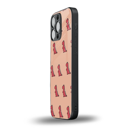 Dino Red iphone 16 pro max mobile cover | shockproof glass phone case