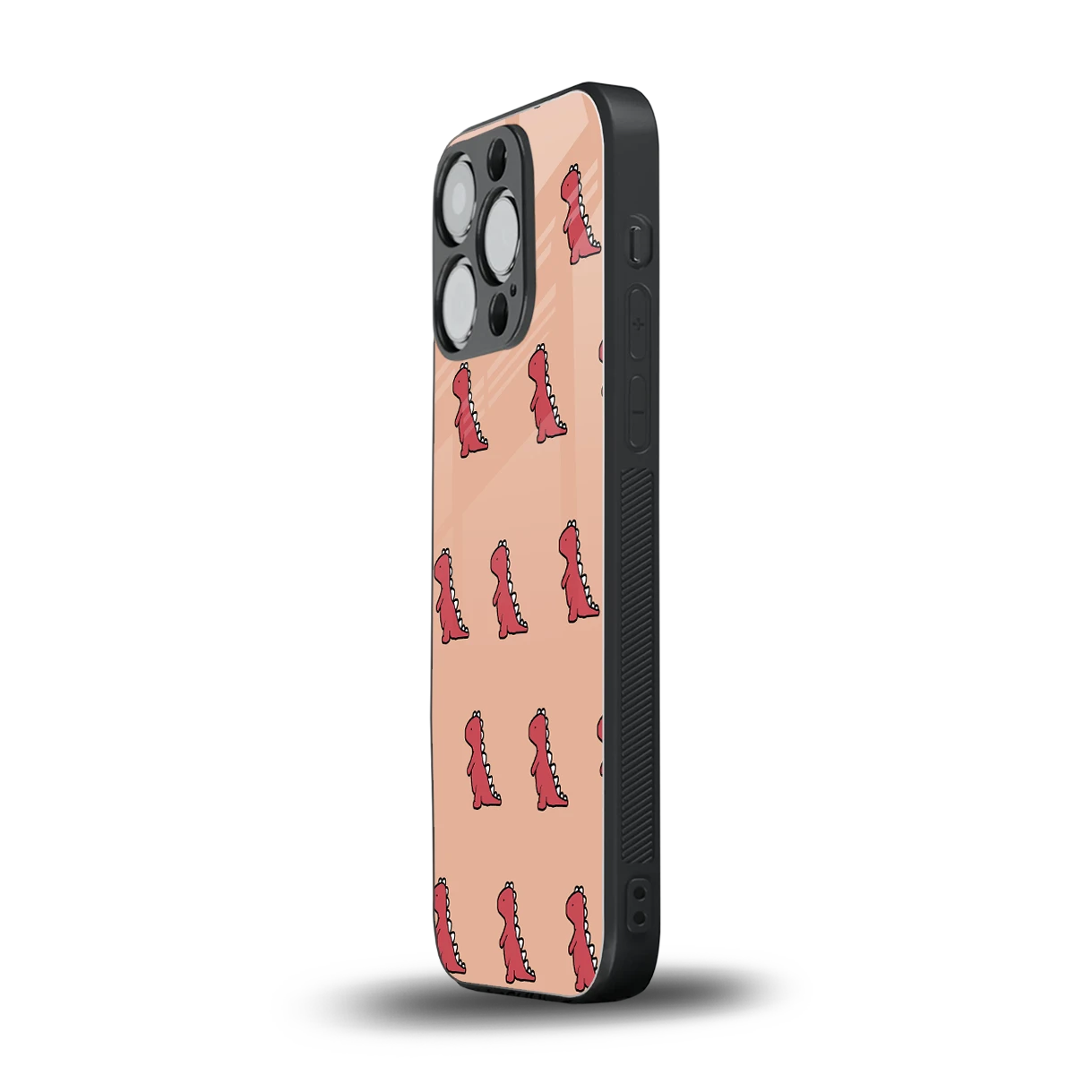 Dino Red iphone 16 pro mobile cover | shockproof glass phone case